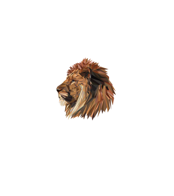 lion polygon model gri pe tricou