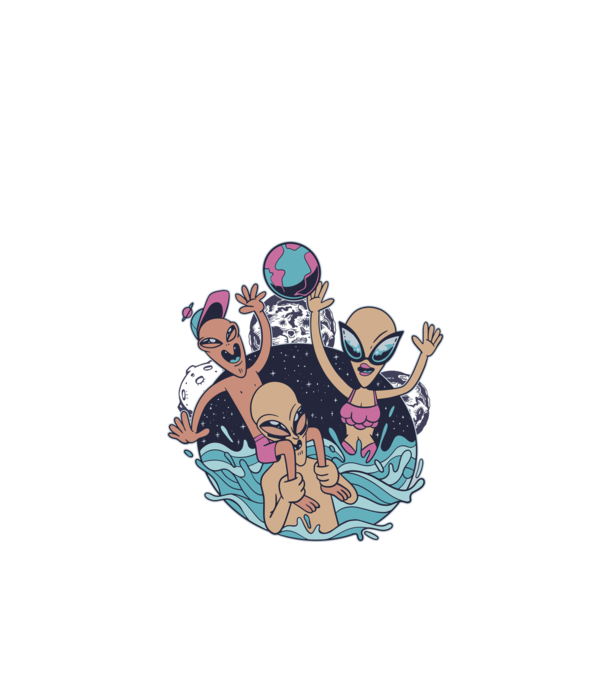 Alien Familie ștrand model alb pe tricou