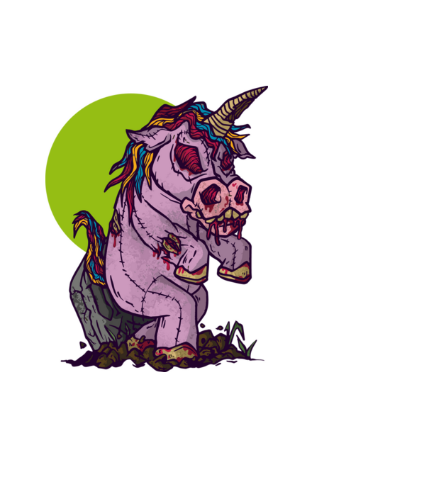 Zombie unicorn model albastru închis pe tricou