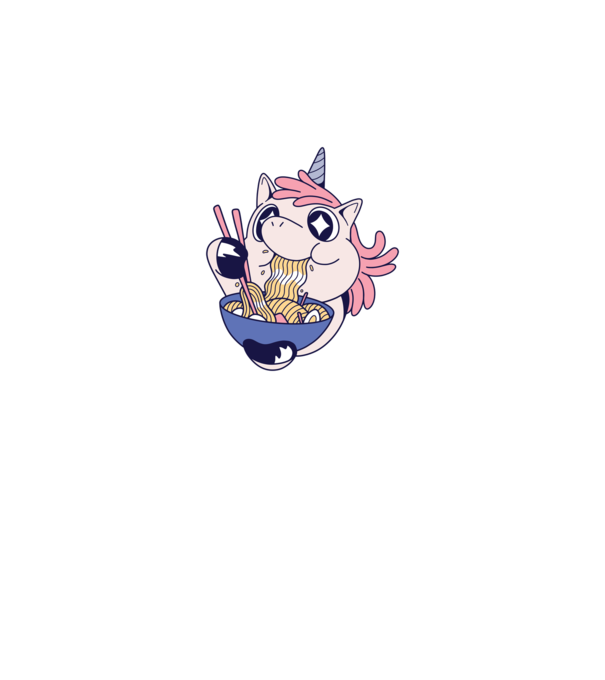 Unicorn Ramen model albastru închis pe tricou