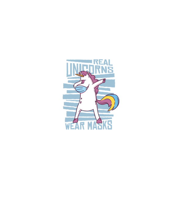 Unicorn DAB Mască model albastru închis pe tricou
