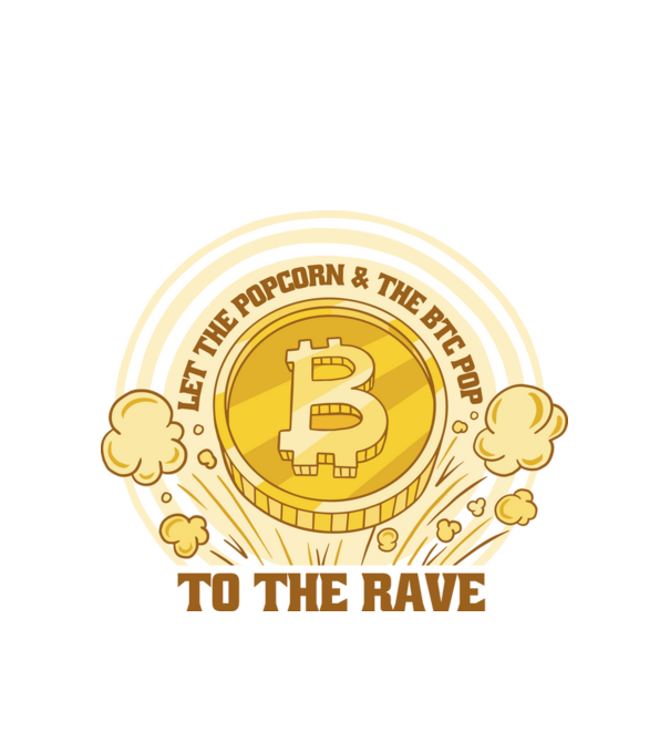 Bitcoin to the Rave model alb pe tricou