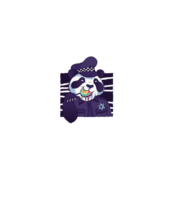 Panda polițist cu acadea model gri pe tricou