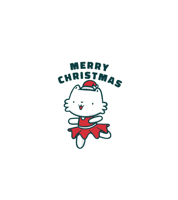 Pisică Merry Christmas model alb pe tricou