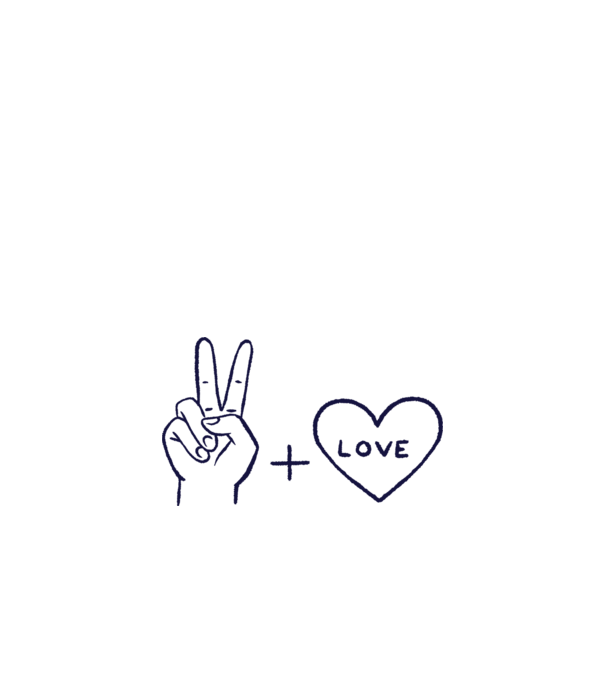 Peace + Love model alb pe tricou