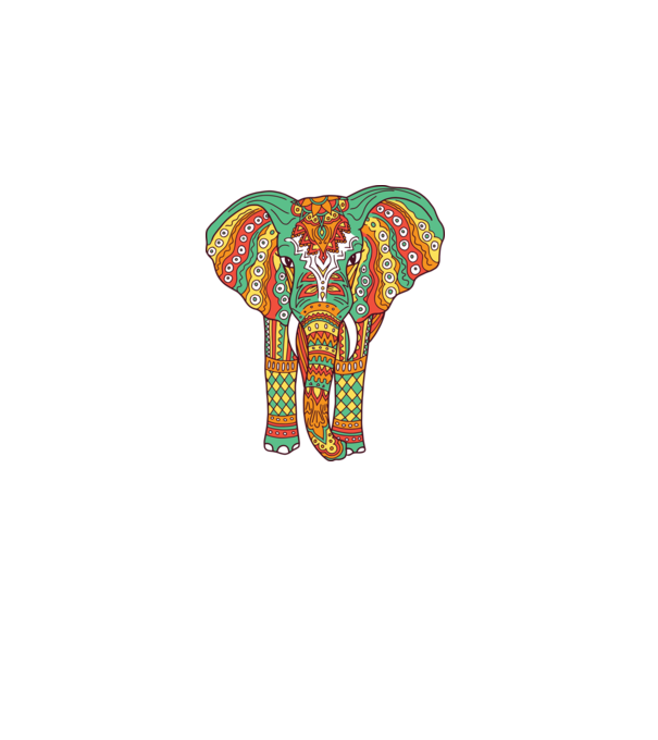 Mandala Elefant model alb pe tricou