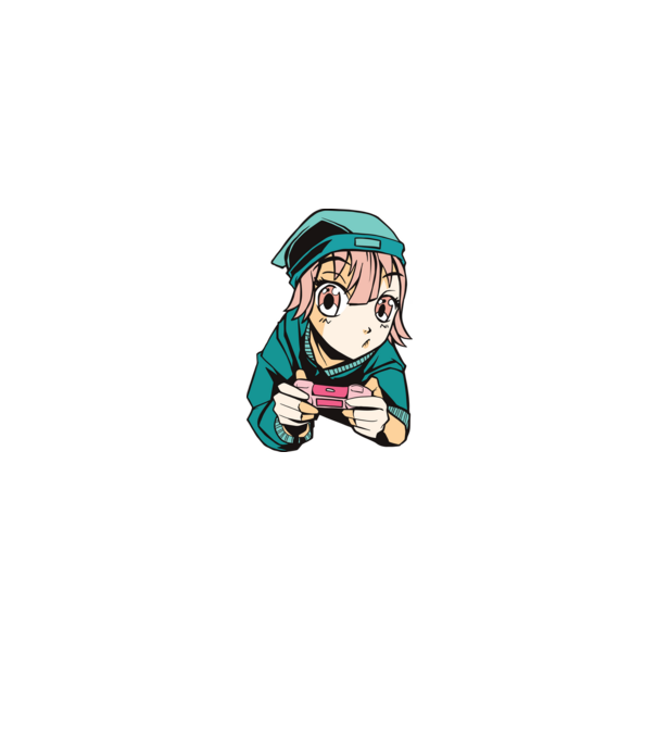 Anime fată Gamer model turcoaz pe tricou