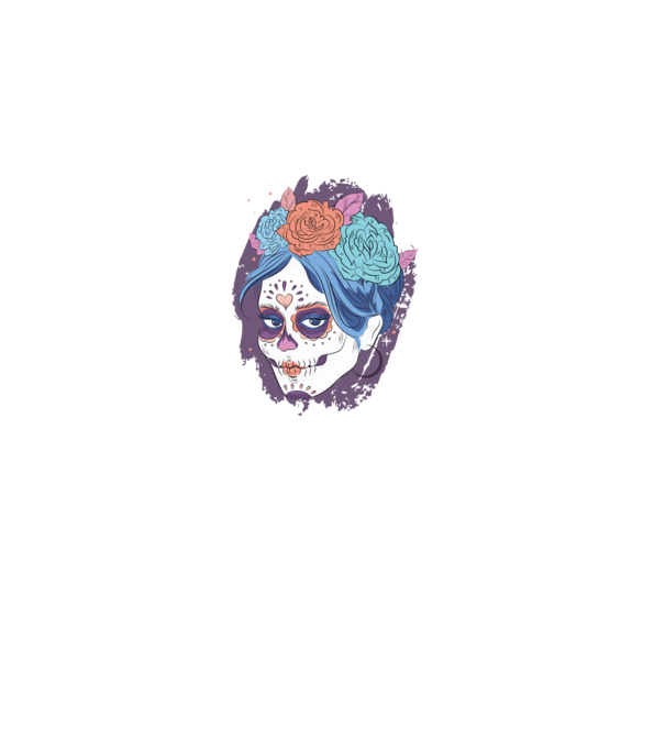 Dia de Los Muertos - Craniu cu flori model albastru închis pe tricou