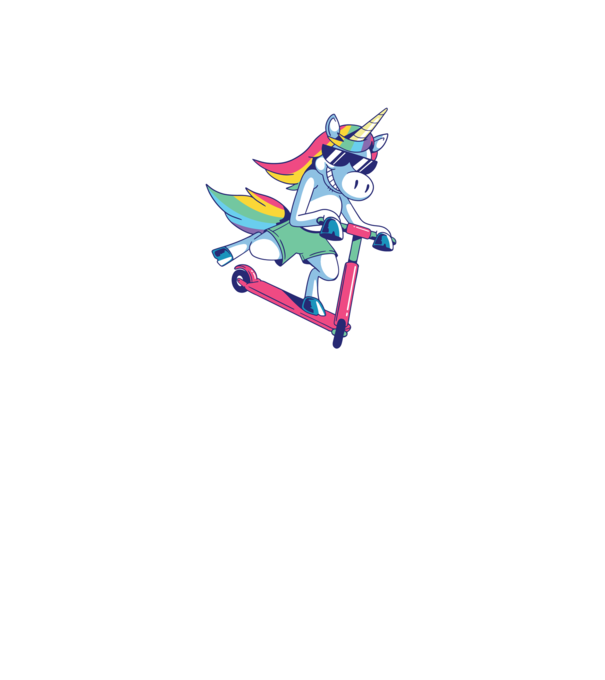 Unicorn cu trotinetă tricou amuzant model negru pe tricou