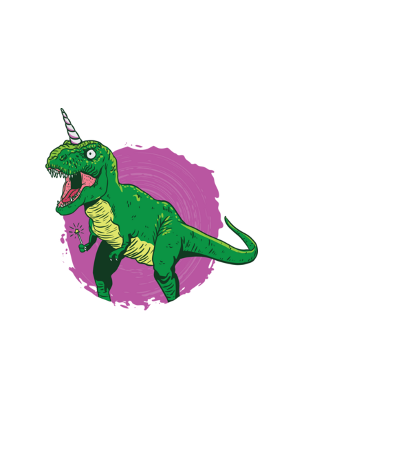 T-rex unicorn model negru pe tricou
