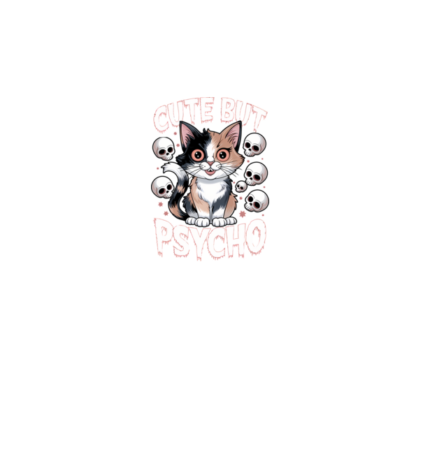 Cute, but Psycho pisică Negru model negru pe tricou
