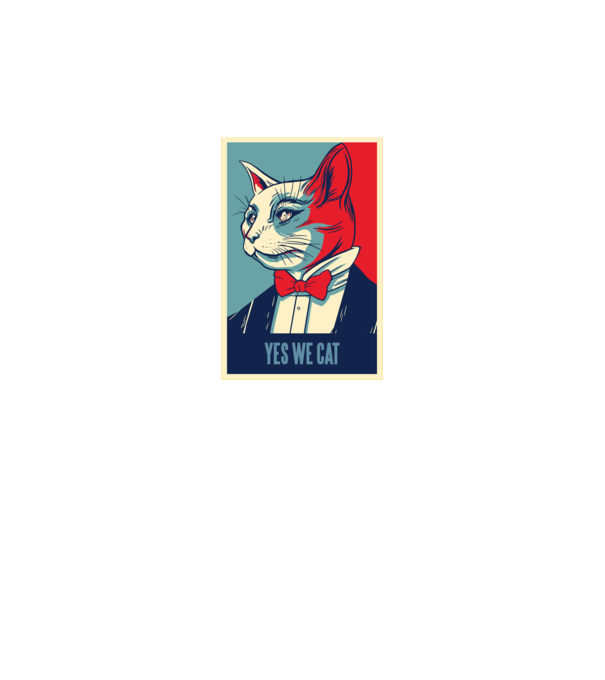 Yes We Cat poster cu pisică model negru pe tricou