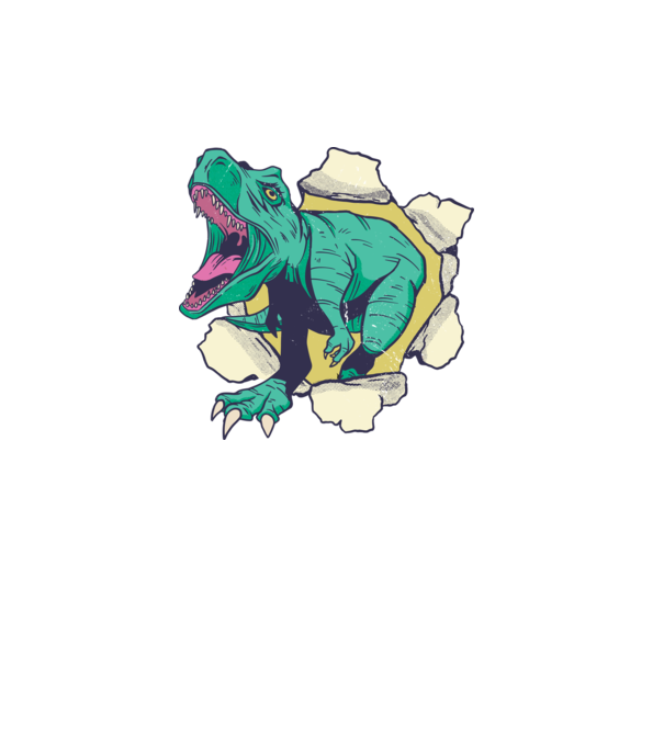 T-rex 3D model turcoaz pe tricou