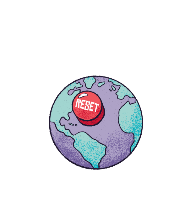 Reset Pământ model alb pe tricou