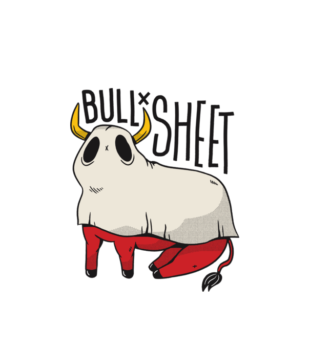 Bull sheet model alb pe tricou