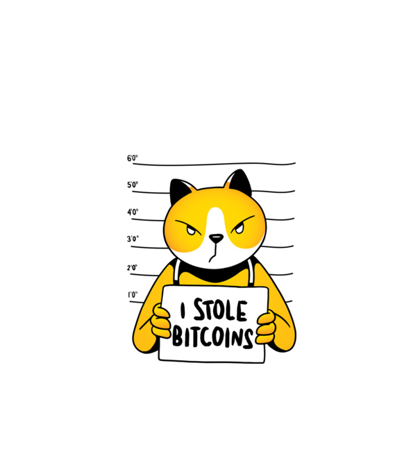 Pisică hoață Bitcoin model verde de măr pe tricou