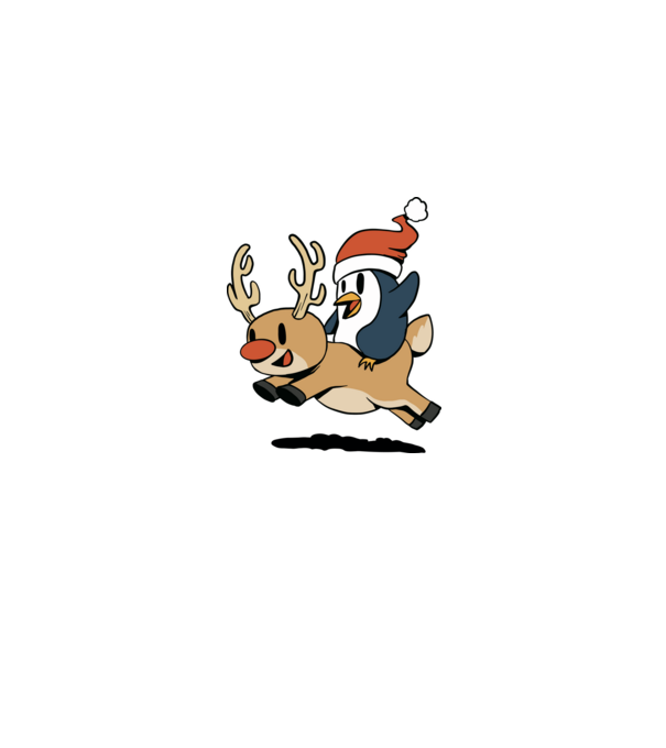 pinguin reindeer cristmas model alb/roșu pe tricou