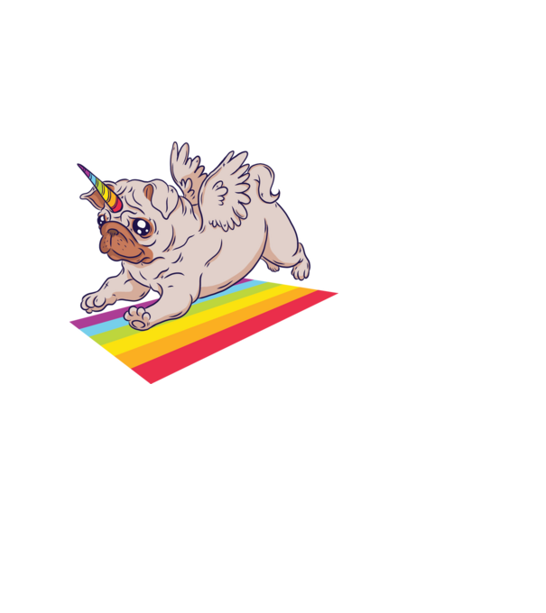 Pugicorn - mops unicorn model albastru închis pe tricou