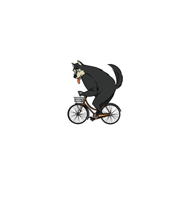 Lup pe bicicletă model alb pe tricou