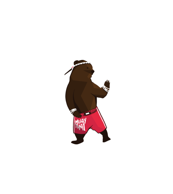Urs Muay Thai model gri pe tricou