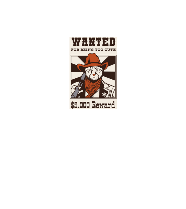 Wanted for being too cute Cowboy cu pisică model negru pe tricou