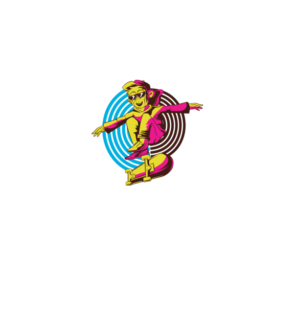 Maimuță Skateboarder model alb pe tricou