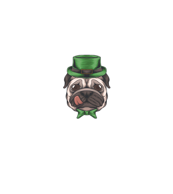 Mops Sfântul Patrick model negru pe tricou