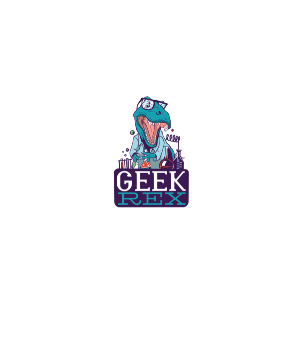 Geek Rex dinozaur tricou model negru pe tricou