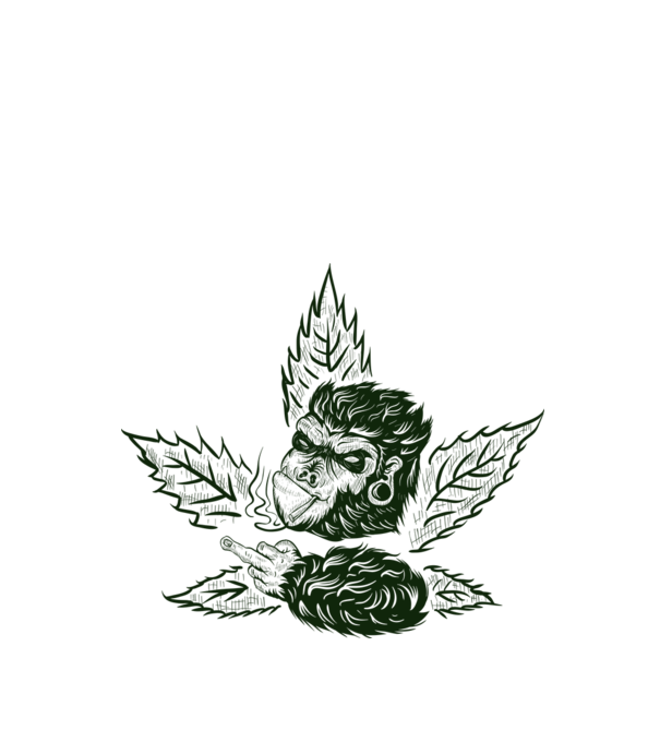 GORILĂ cannabis model alb pe tricou