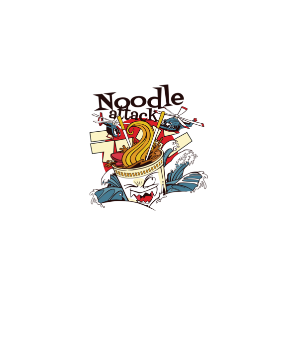 Noodle Attack model albastru deschis pe tricou