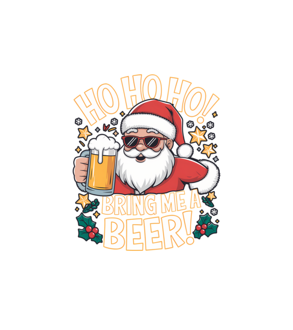 HO HO HO bring me a BEER santa Negru model alb pe tricou