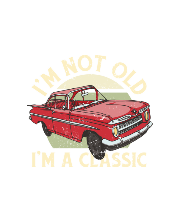 'Mașină clasică - I''m not old I''m a classic' model alb pe tricou