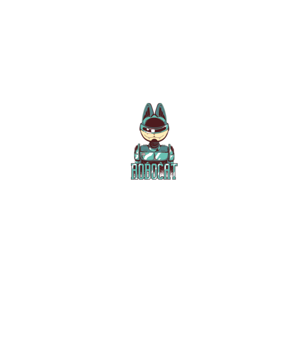 Robocat - Pisică Robot model alb/roșu pe tricou