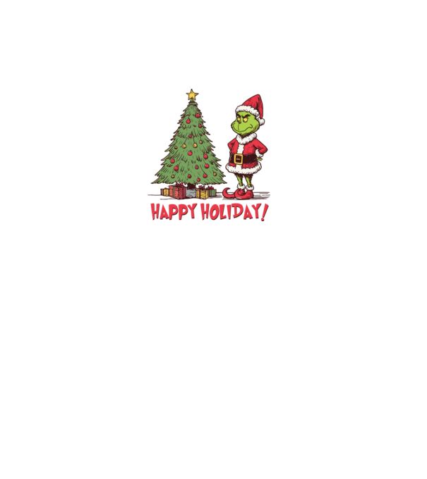 Happy Holiday Grinch model negru pe tricou