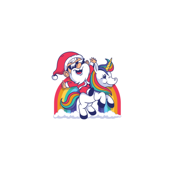 Moș Crăciun Drăguț Unicorn tricou model negru pe tricou