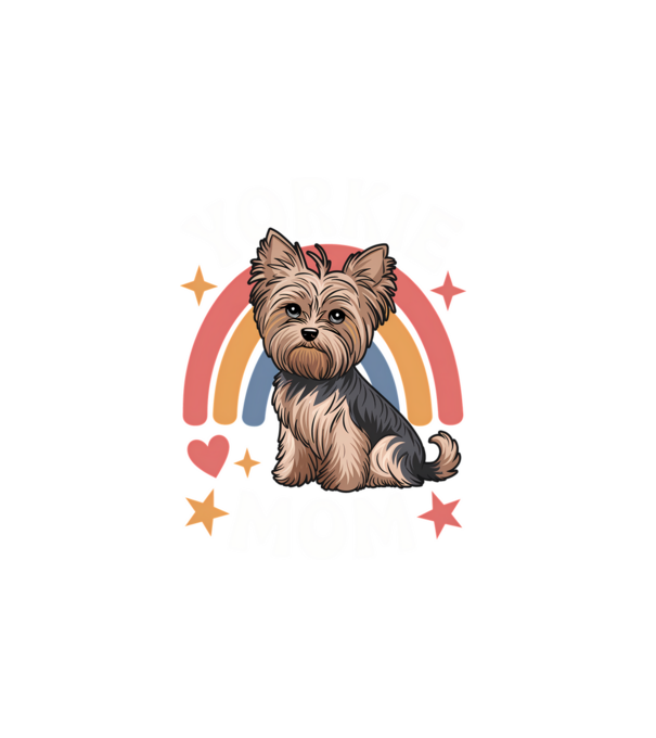Yorkie Mom Negru model alb pe tricou