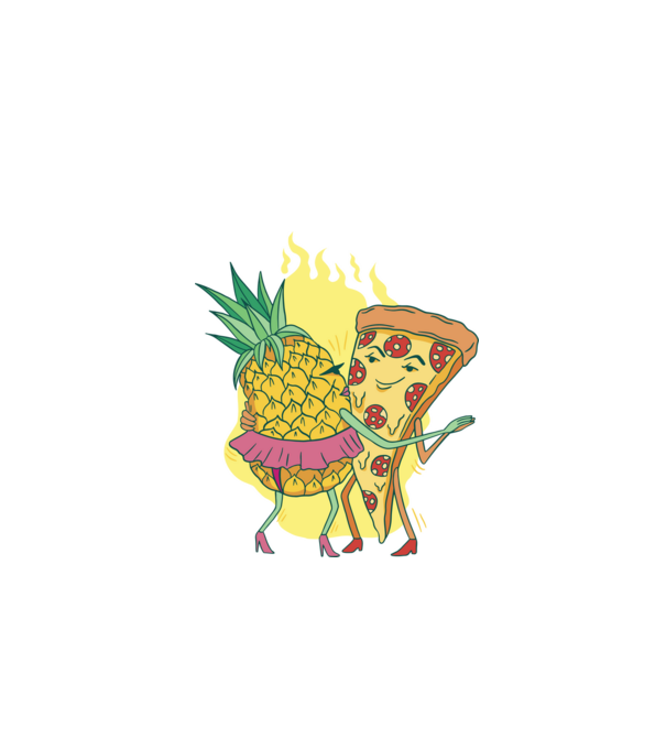 Pizza cu ananas Dragoste model negru pe tricou