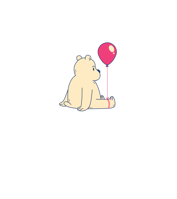 Teddy Drăguț cu Balon model alb pe tricou