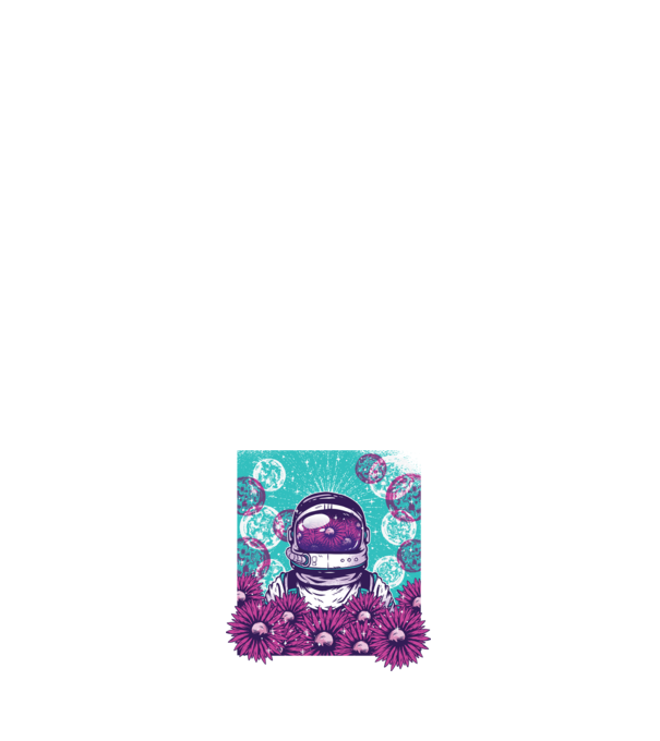 Floral Astronaut model albastru închis pe tricou