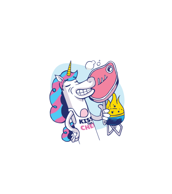 Unicorn Steak BBQ model alb pe tricou