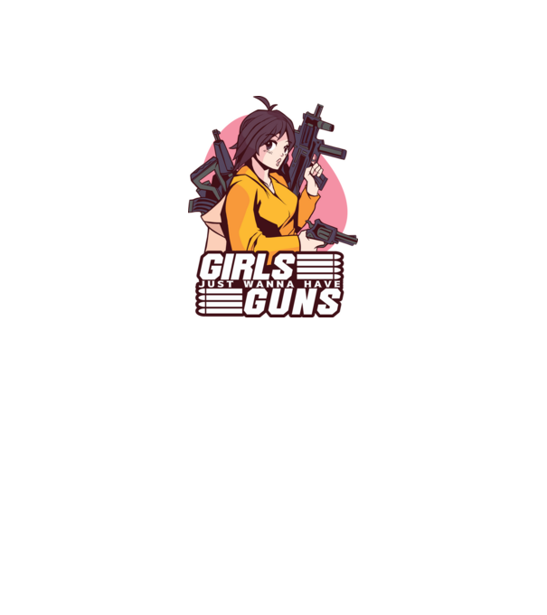 Anime fată cu armă model alb pe tricou