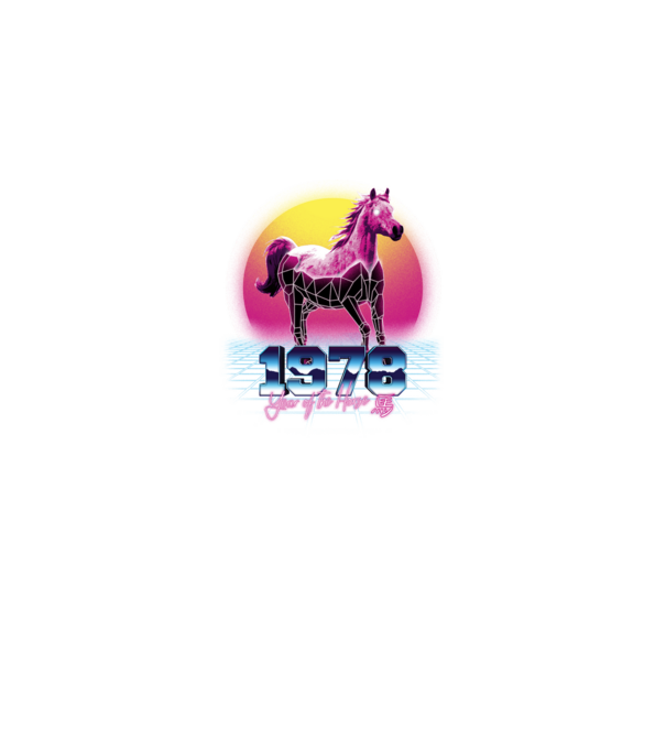 1978 Year of the Horse model negru pe tricou