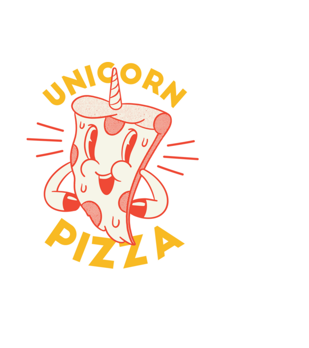 Unicorn Pizza model albastru închis pe tricou