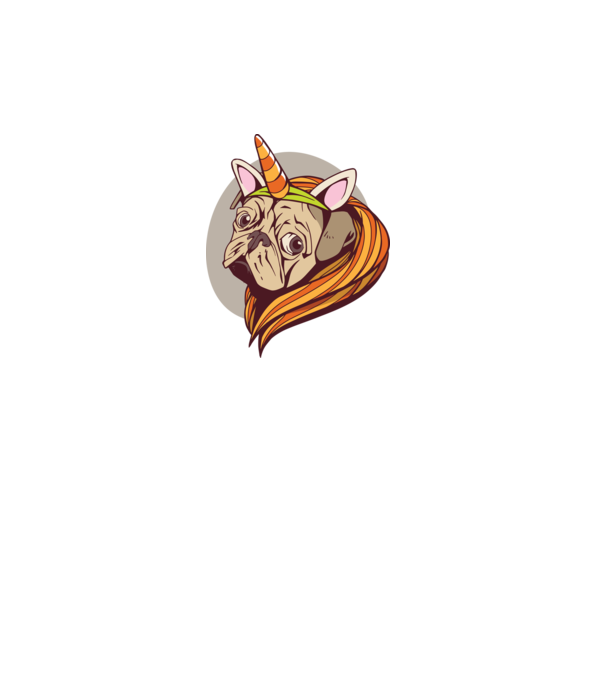 Halloween Mops în costum de Unicorn model alb pe tricou