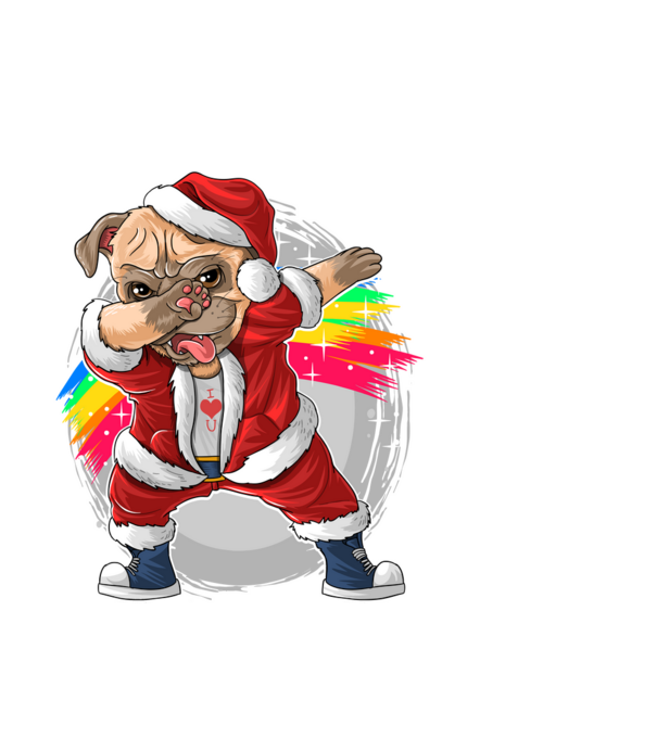 Santa Mops Moș Crăciun model negru pe tricou