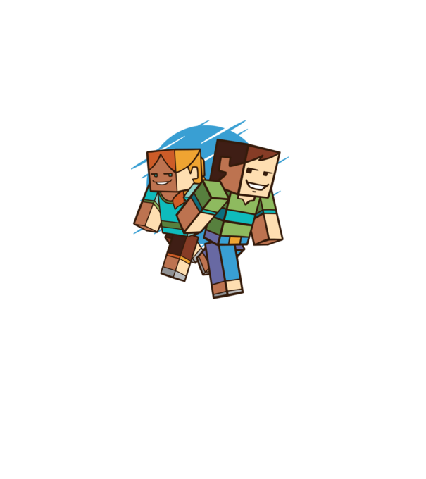 Caractere Minecraft model alb pe tricou
