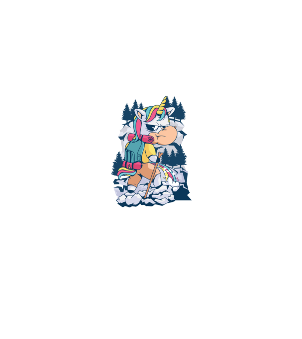 Unicorn excursionist pipi model alb pe tricou
