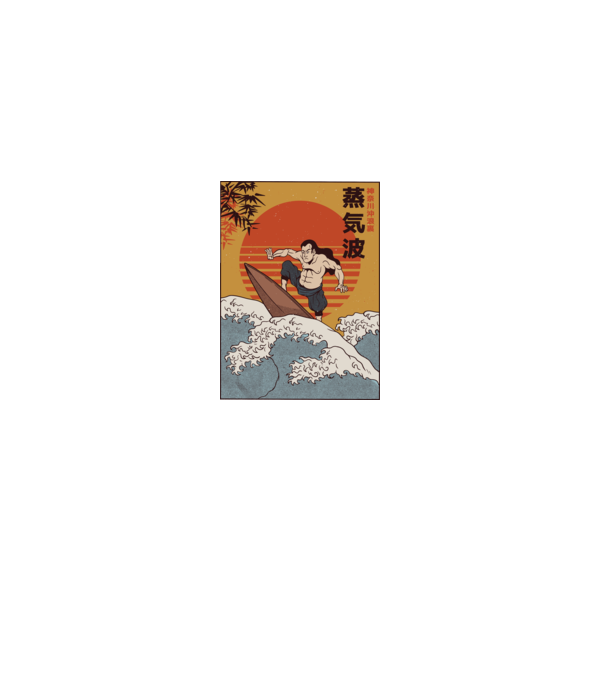Samurai Surf model negru pe tricou
