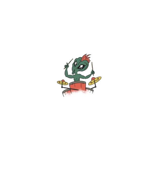 Alien baterist model negru pe tricou