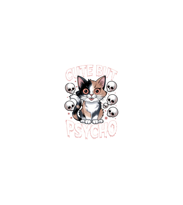 Cute, but Psycho pisică Negru model nisipiu pe tricou
